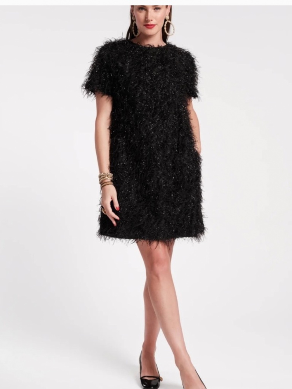 NWT, FRANCES VALENTINE, SHIFTY DRESS IN BLACK GOTHAM SHAG POLY - Picture 2 of 14